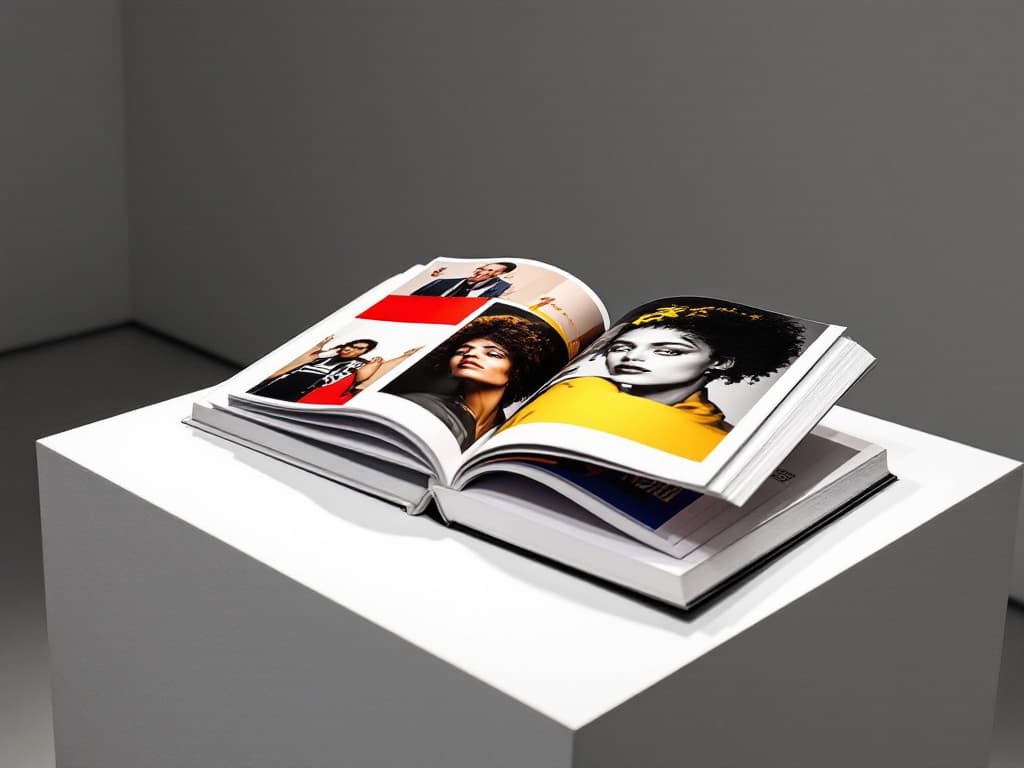 Bold open artist portfolio book printed for NYC creatives