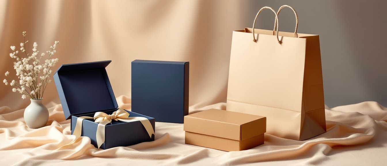 Custom luxury packaging NYC — rigid gift boxes, folding cartons, and shopping bags