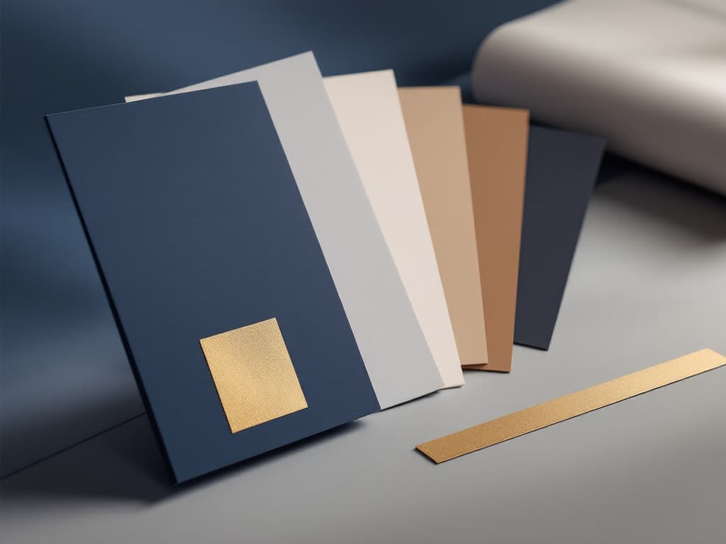 Paper stocks, soft-touch and spot-UV finish samples, and foil strip at VSL Print NYC