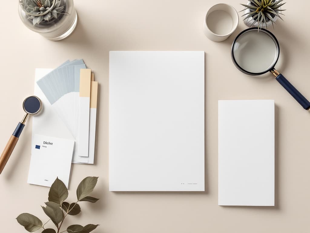 Print design workspace with color swatch books, proof sheets, and a loupe at VSL Print NYC